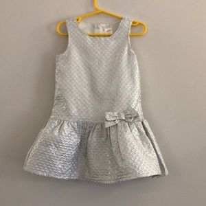 Gymboree dressy peplum bow silver dress size 4